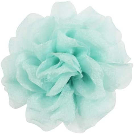 Layered pale green fabric petals on a dual pin and clip mount, measuring 4.3 inches across for lapels, hats, or hair.