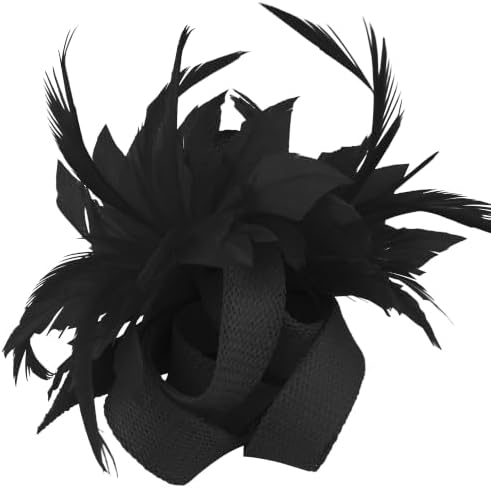 A black silk flower fascinator built with layered petals, pinned to a dual backing for hair or lapel wear.