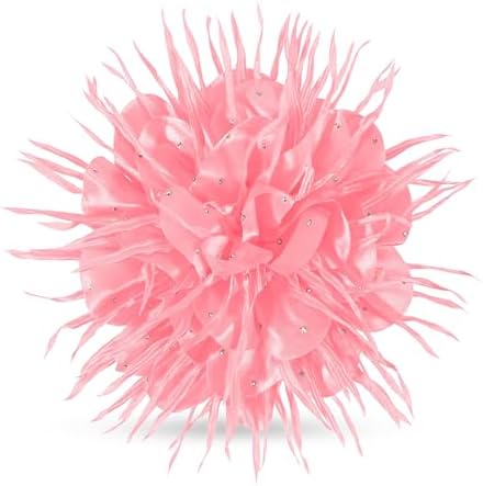 Cut from layered pink satin, this seven-inch flower works as a dress brooch or fastens into hair for weddings.