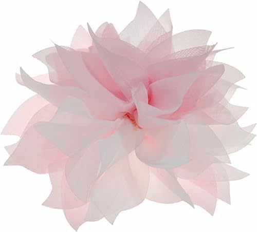 Fabric rose clip and pin measuring 3.38 by 2.36 inches, built for bridal hair, lapels, hats, or sash ribbons.