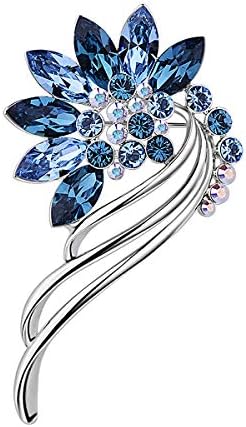 We cast this floral bouquet in alloy with blue created glass crystal clusters and a sturdy pin back.