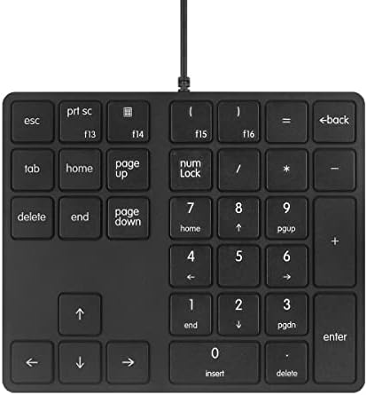 A thirty-four key wired numpad built for ledger work, pairing mechanical switches with an expanded calculating layout.