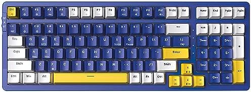 We built this 100-key board with tactile brown switches, ice-blue backlighting, hot-swap sockets, and triple-mode wireless connectivity.
