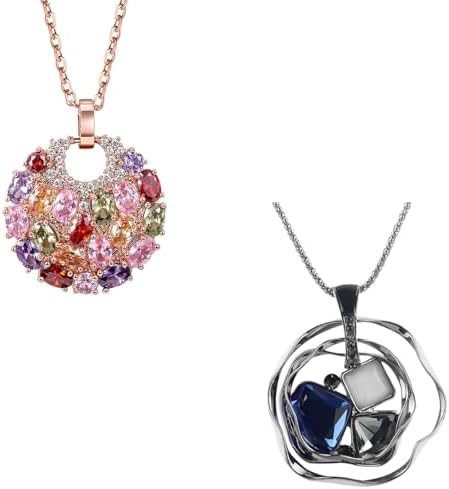 Two silver chain necklaces pairing a four-prong created crystal flower with a three-stone pendant for easy layering.