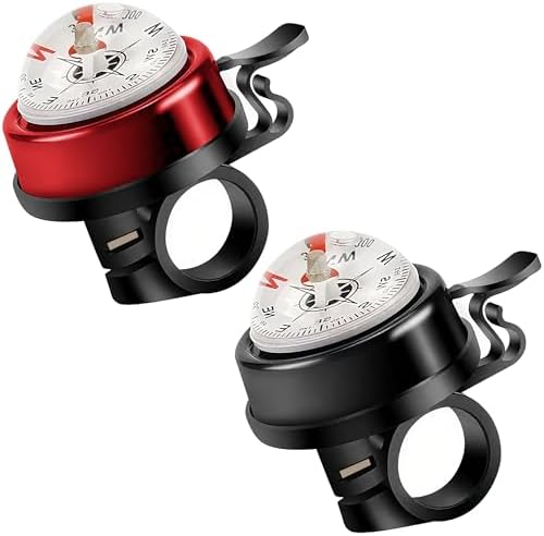 Two aluminum alloy bells with built-in navigation compasses and steel spring strikers for standard 22.2 mm handlebars.