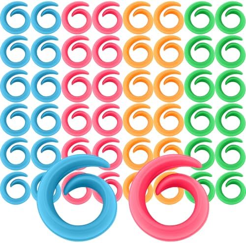 Flexible silicone wraps sized to grip standard sewing spools and embroidery floss, supplied in a fifty pack.